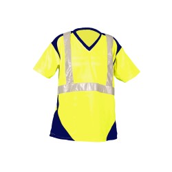 Tee Shirt Safelight MC Jaune Fluo Et Marine