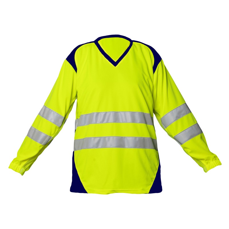 Tee-Shirt SAFELIGHT ML JAUNE FLUO & MARINE