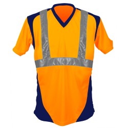 Tee-shirt SUNRISE Manches courtes Bretelles Coloris Orange fluo et Marine 