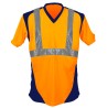 Tee-shirt SUNRISE Manches courtes Bretelles Coloris Orange fluo et Marine 