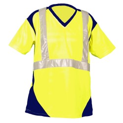 Tee Shirt Sunrise MC Jaune Fluo Et Marine