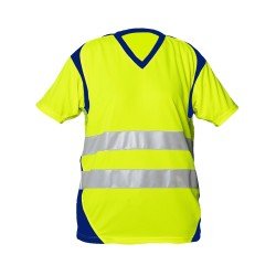 Tee-shirt  Manches Courtes Coloris Jaune fluo et Marine