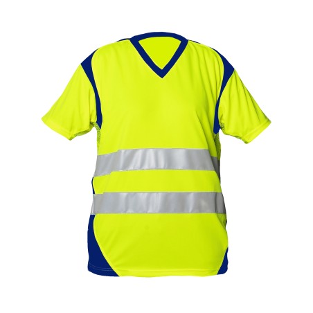 Tee-shirt  Manches Courtes Coloris Jaune fluo et Marine