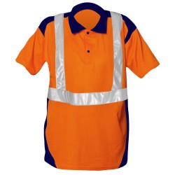 Polo SUNRISE Manches courtes Bretelles Coloris Orange fluo et Marine 