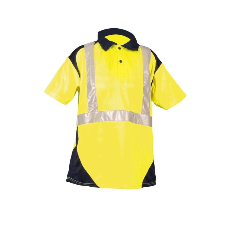 Polo Sunrise MC Jaune Fluo Et Marine