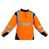 Sweat-shirt col camionneur Bretelles Coloris Orange fluo et Marine 