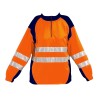 Sweat-shirt col camionneur 2 Bandes Horizontale Coloris Orange fluo et Marine 