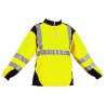 Sweat-shirt SUNRISE col camionneur Jaune fluo et Marine 3 bandes