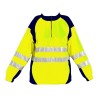 Sweat-shirt SUNRISE col camionneur Jaune fluo et Marine 2 bandes