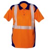 Polo MC Bandes segmentées Orange fluo et Marine
