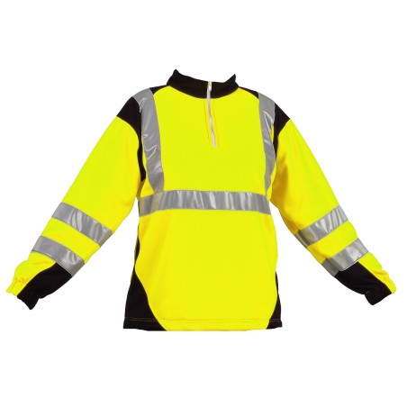 Sweat shirt col camionneur bandes segmentées Jaune fluo & Marine