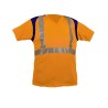 Tee shirt Tech6 MC Bandes segmentées Orange fluo et Marine