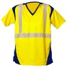 Tee Shirt Bambou MC Bandes segmentées Jaune fluo et Marine