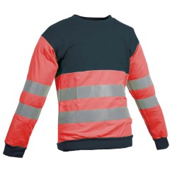 Sweat-shirt ISOSUN Contrast Haut Rouge et Noir Col Noir