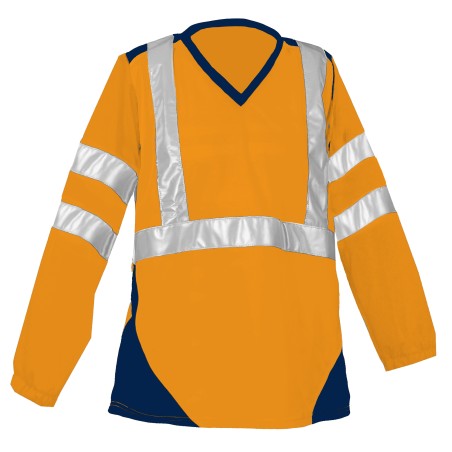 Tee Shirt Bambou ML Orange fluo et Marine