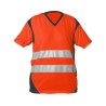 Tee Shirt Sunrise  Lav. Indus. Manches Courtes bandes segmentées Rouge Fluo Et Anthracite