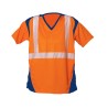 Tee Shirt Safelight MC Bandes Segmentées Orange Fluo Et Marine
