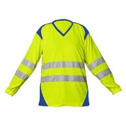 Tee shirt SAFELIGHT ML Bandes segmentées Jaune fluo et Bugatti 