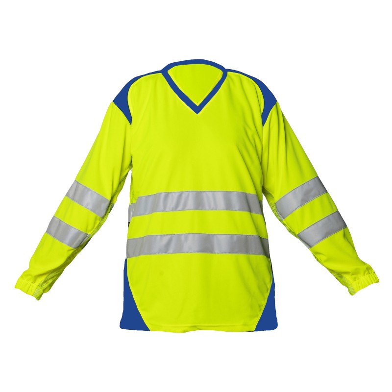 Tee shirt SAFELIGHT ML Bandes segmentées Jaune fluo et Bugatti 