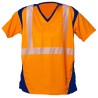 Tee shirt SUNRISE MC Bandes segmentées Orange fluo et Marine