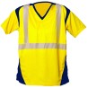 Tee Shirt MC  Bandes Segmentees Jaune fluo & Marine
