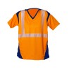 Tee shirt SUNRISE FEMME MC Bandes segmentées Orange fluo et Marine