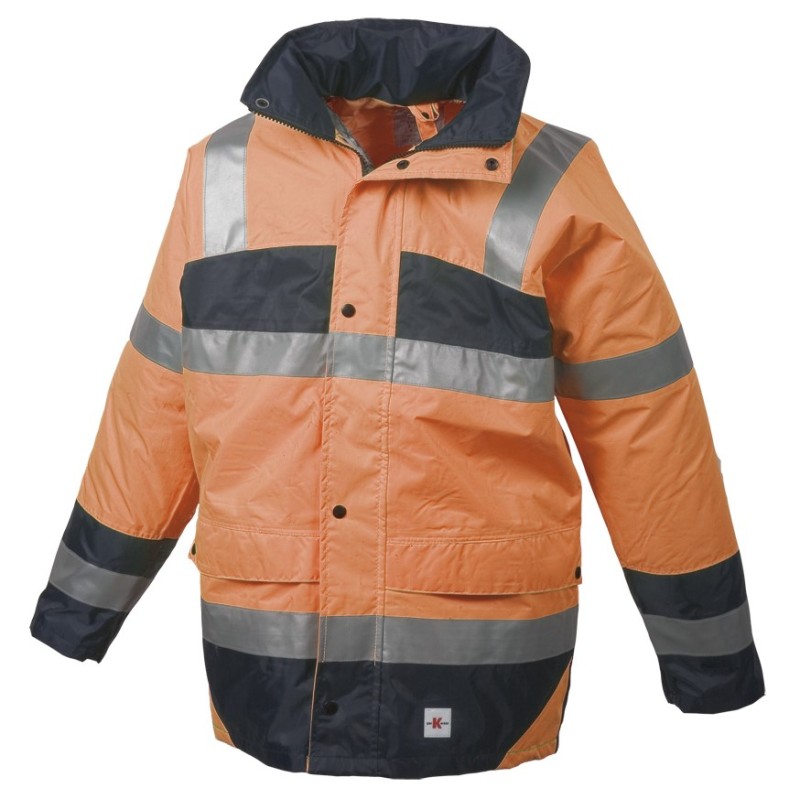 Veste de Pluie Sancy Ref 160 Tissu Lamine Orange fluo et Marine