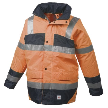 Veste de Pluie Sancy Ref 160 Tissu Lamine Orange fluo et Marine