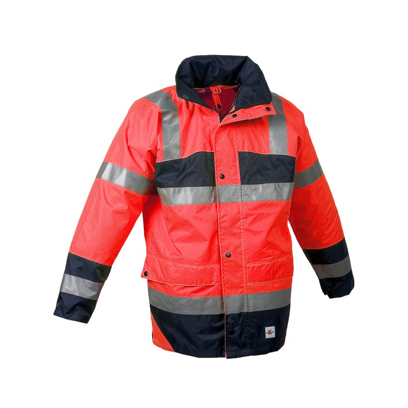 Veste de Pluie Sancy Ref 160 Tissu Lamine Rouge fluo et Marine