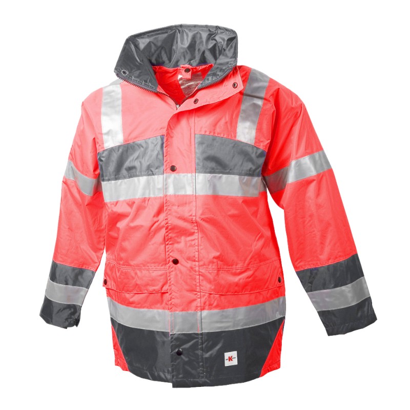 Veste de Pluie Sancy Ref 160 Tissu Lamine Rouge fluo et Gris Anthracite