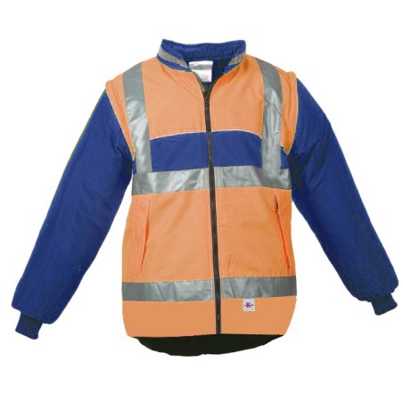 Gilet Chaud Sancy Ref 220 Tissu Lamine Orange fluo et Bugatti