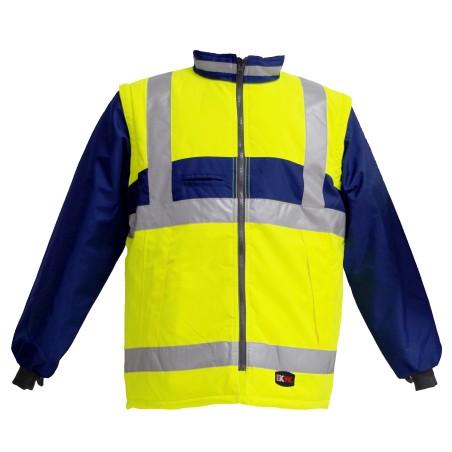 Gilet Chaud Sancy Ref 220 Tissu Lamine Jaune fluo et Marine