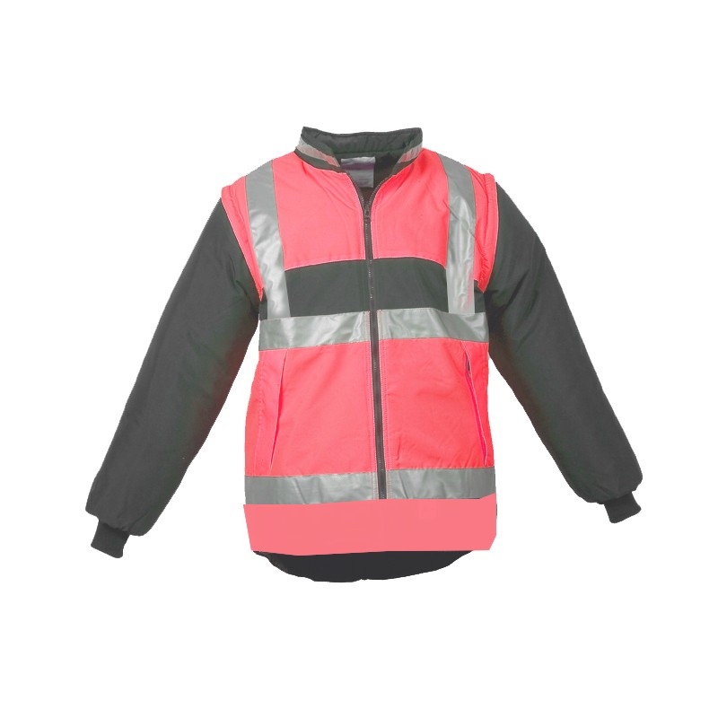 Gilet Chaud Sancy Ref 220 Tissu Lamine Rouge fluo et Gris