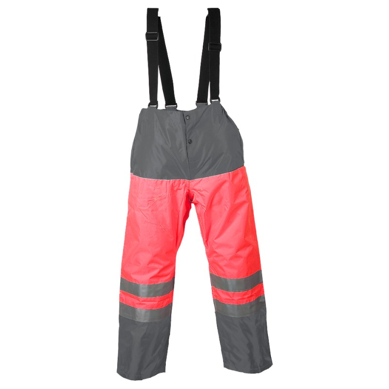 Pantalon pluie Sancy Ref 360 Tissu Lamine Rouge fluo et Gris