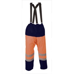 Pantalon pluie Sancy Ref 380 Tissu Lamine Orange fluo et Marine
