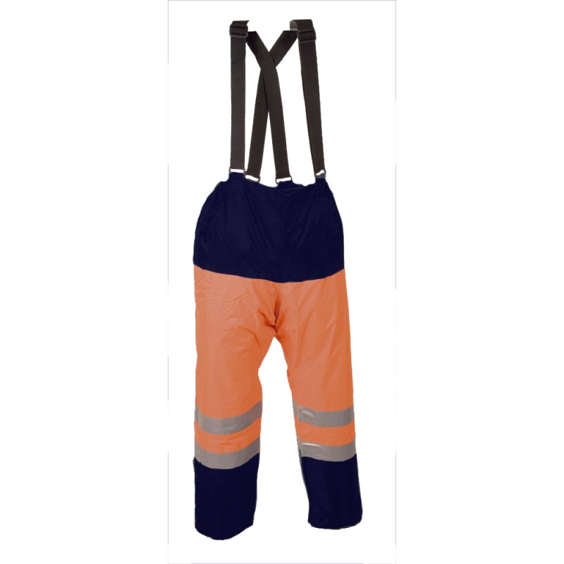 Pantalon pluie Sancy Ref 380 Tissu Lamine Orange fluo et Marine