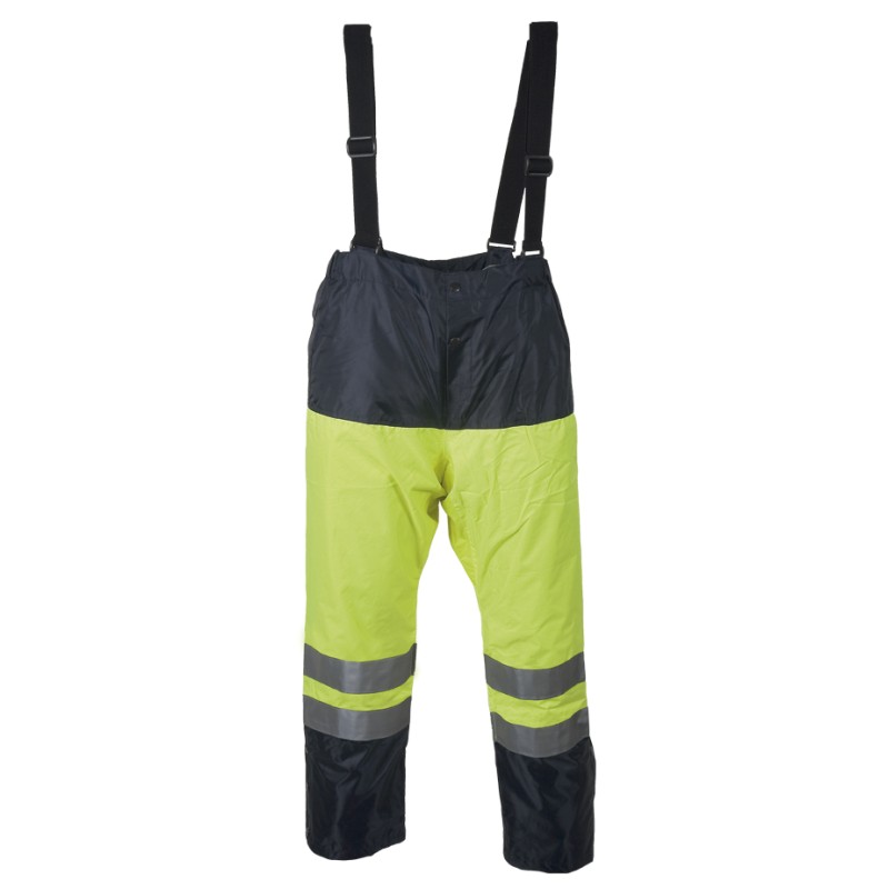 Pantalon pluie Sancy Ref 380 Tissu Lamine Jaune fluo et Marine