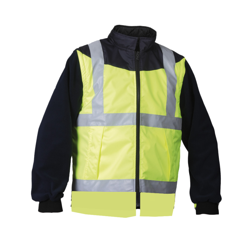 Gilet Chaud TYPHOON Tissu Softy Jaune fluo et Marine