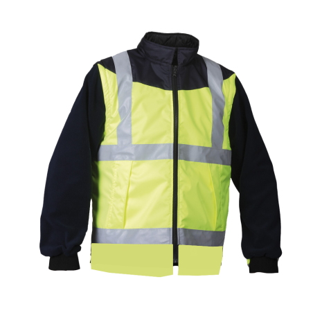 Gilet Chaud TYPHOON Tissu Softy Jaune fluo et Marine