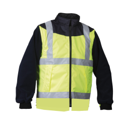 Gilet Chaud TYPHOON Tissu Softy Jaune fluo et Marine