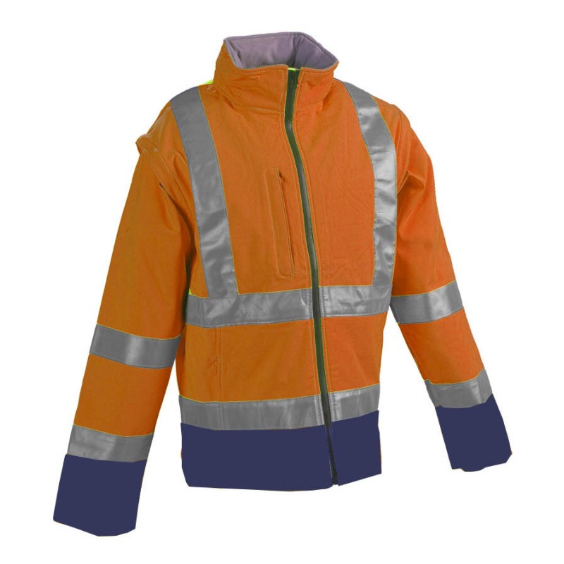 Veste Softshell bicolore Orange fluo et Marine