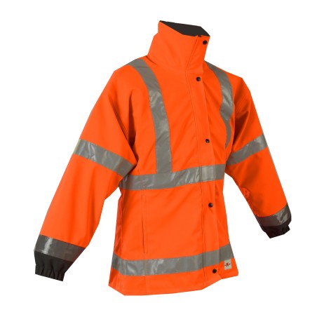Veste de Pluie VALERIANE Sancy Orange fluo et Marine