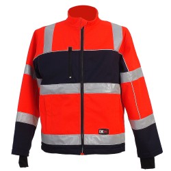 Veste Softshell Rouge fluo et Marine