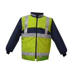 Gilet Chaud Sancy Ref 220 Tissu Lamine Reflexite Jaune fluo et Marine