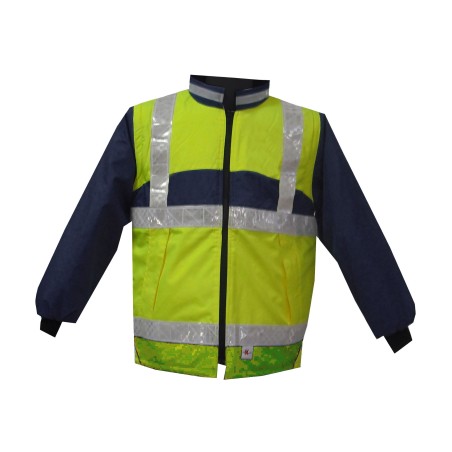 Gilet Chaud Sancy Ref 220 Tissu Lamine Reflexite Jaune fluo et Marine