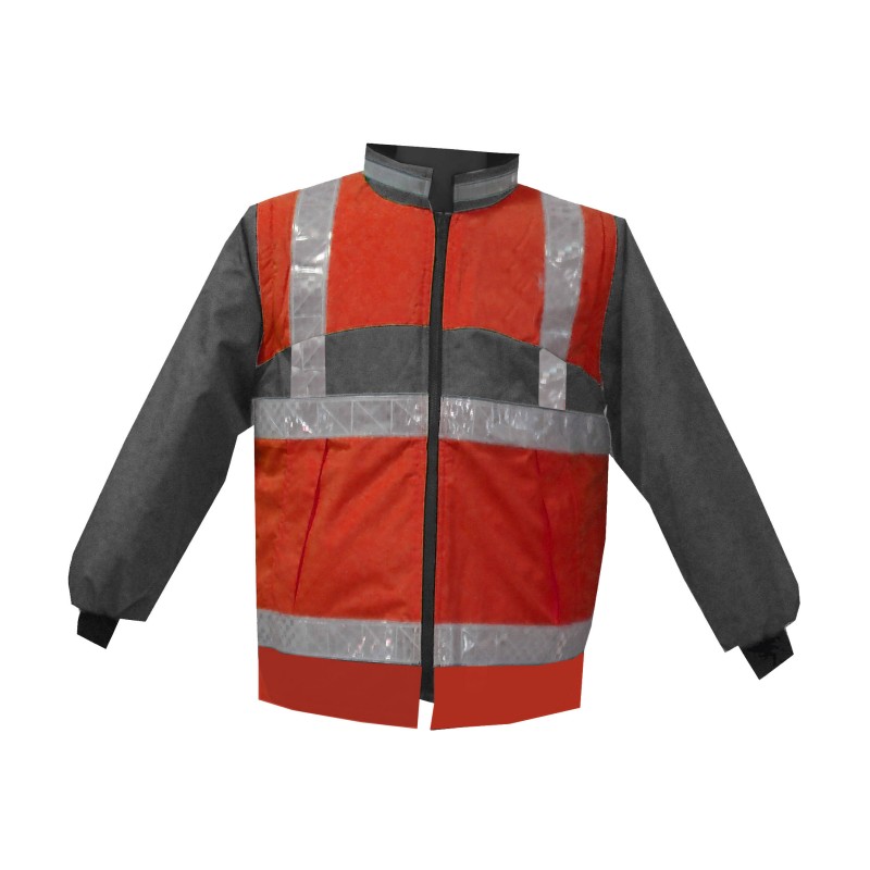 Gilet Chaud Sancy Ref 220 Tissu Lamine Reflexite Rouge fluo et Gris