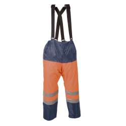 Pantalon pluie Sancy Ref 360 Tissu Lamine Orange fluo et Marine