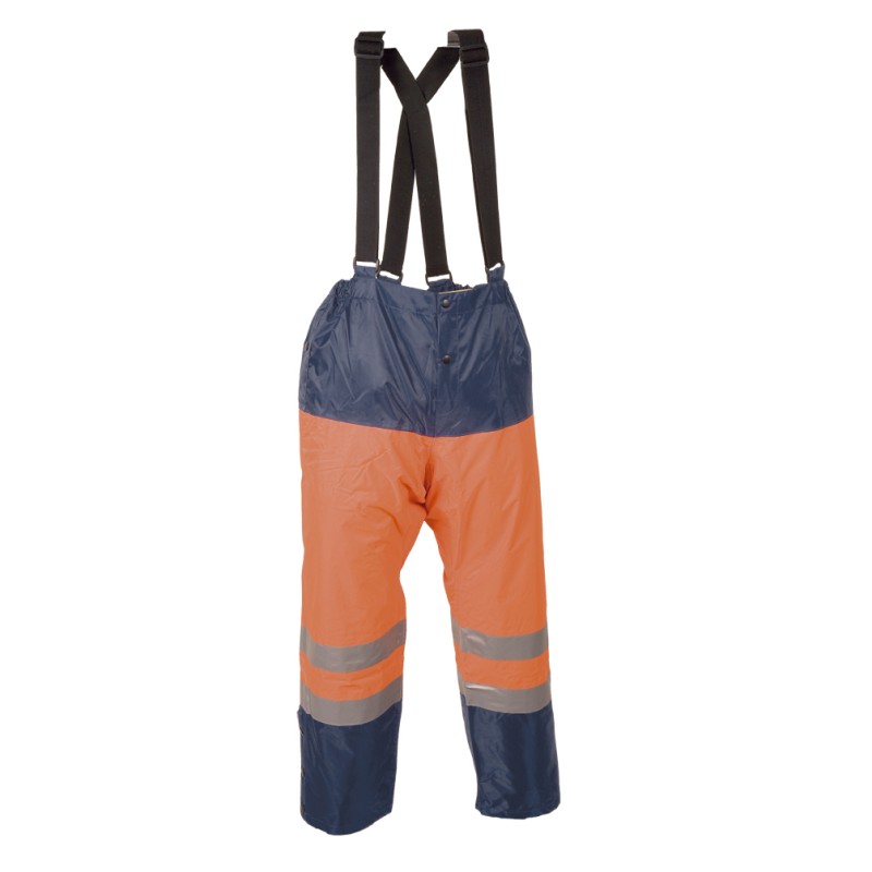 Pantalon pluie Sancy Ref 360 Tissu Lamine Orange fluo et Marine